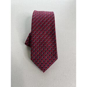 Perry Ellis Portfolio Red, Blue, Tan Geometric Pattern Slim Tie NWOT